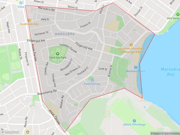 ZipCode 2035 Areas Map for Maroubra - South