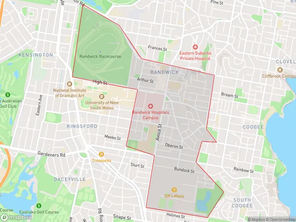 Postal Code 2031 Regions Map for Randwick - South