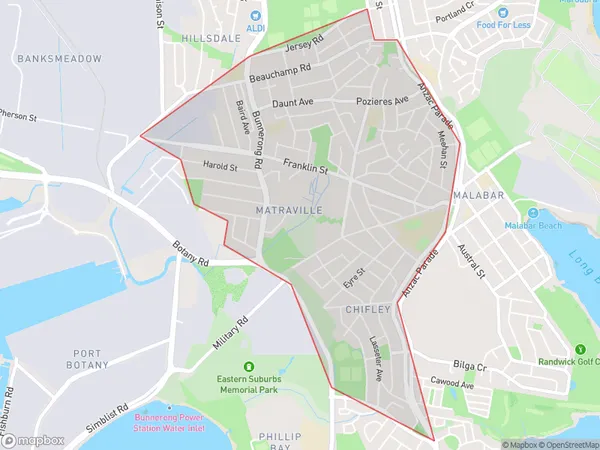 Matraville Chifley, New South Wales Polygon Area Map