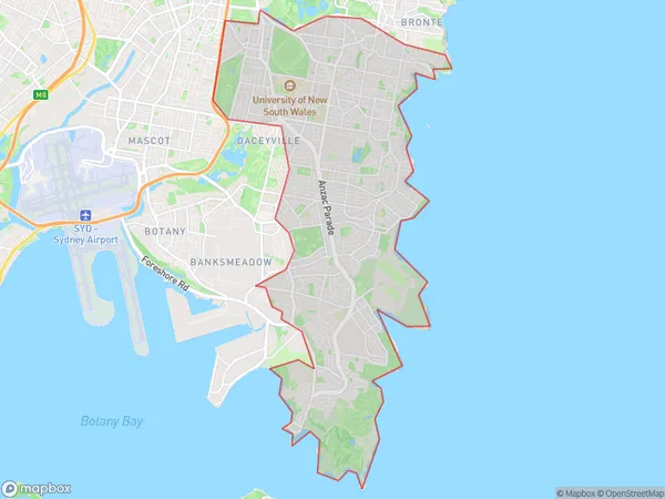 Eastern Suburbs South, New South Wales Polygon Area Map