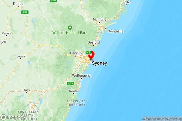 Sydney Eastern Suburbs, New South Wales Region Map