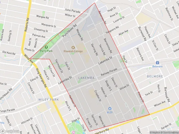 ZipCode 2195 Areas Map for Lakemba