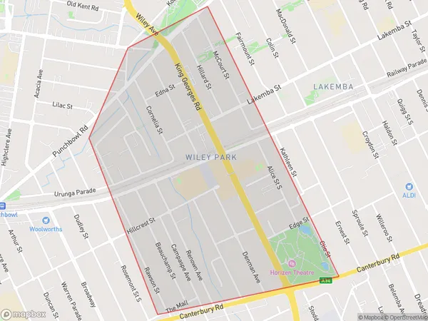 AU PostCode 2195 Suburbs Map for Wiley Park