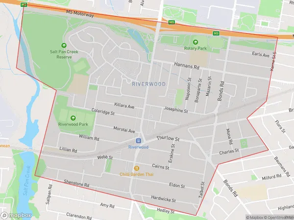 AU PostCode 2210 Suburbs Map for Riverwood