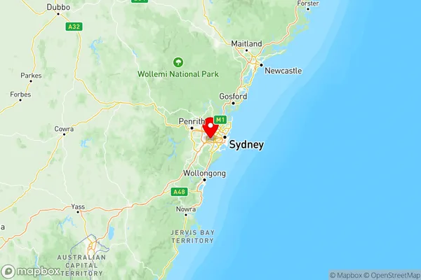 Sydney Inner South West, New South Wales Region Map