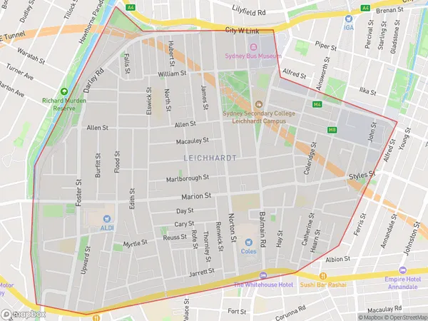 AU PostCode 2048 Suburbs Map for Leichhardt - Annandale