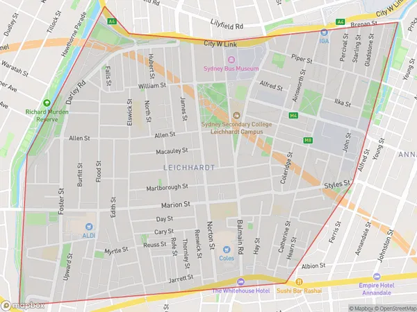 Leichhardt, New South Wales Polygon Area Map