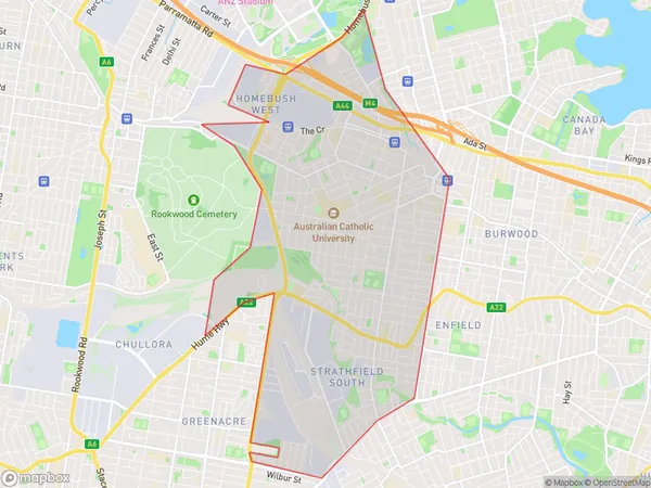 Strathfield, New South Wales Polygon Area Map