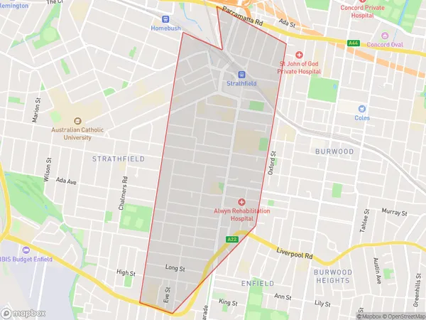 Strathfield East, New South Wales Polygon Area Map