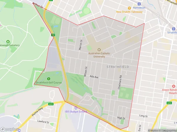 Strathfield West, New South Wales Polygon Area Map