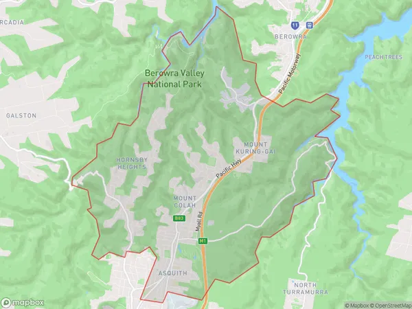 Asquith Mount Colah, New South Wales Polygon Area Map