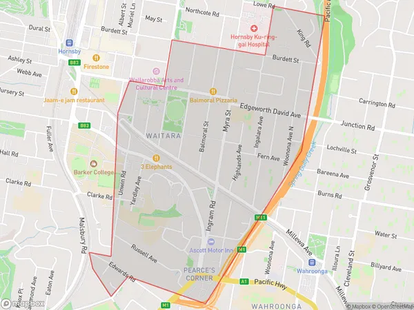 Waitara Wahroonga (West), New South Wales Polygon Area Map