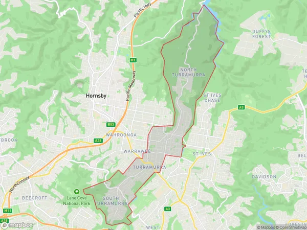 ZipCode 2074 Areas Map for Turramurra