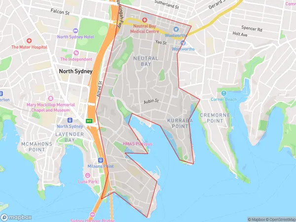 ZipCode 2089 Areas Map for Neutral Bay - Kirribilli