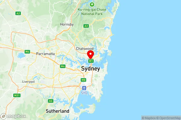 North Sydney Lavender Bay, New South Wales Region Map