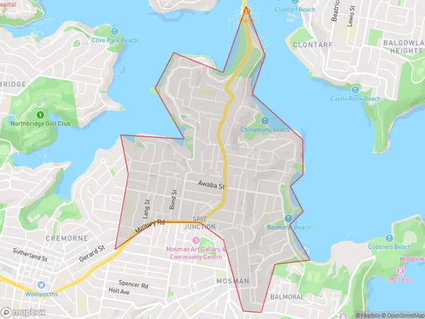 Mosman North, New South Wales Polygon Area Map