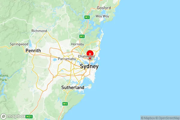 North Sydney Mosman, New South Wales Region Map