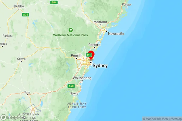 Sydney North Sydney and Hornsby, New South Wales Region Map