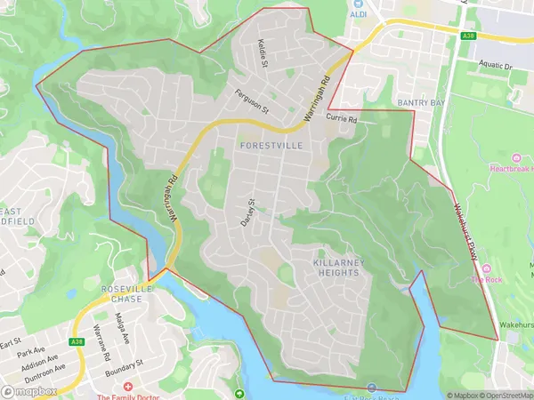 Forestville Killarney Heights, New South Wales Polygon Area Map