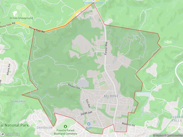 Belrose, New South Wales Polygon Area Map