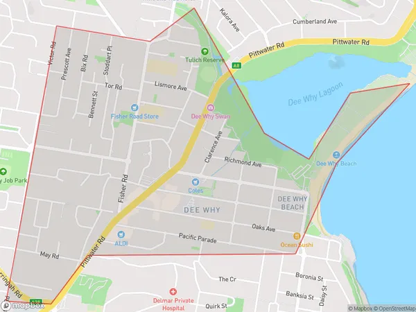 Dee Why North, New South Wales Polygon Area Map