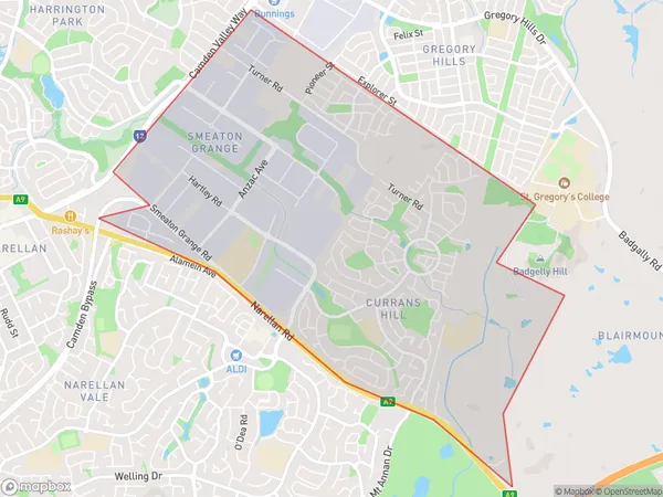 Currans Hill, New South Wales Polygon Area Map