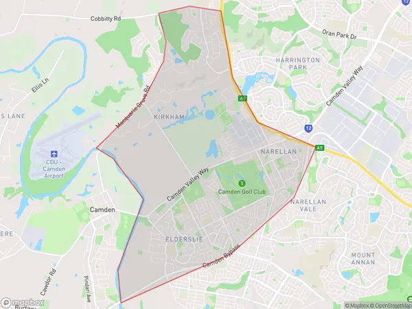 Elderslie Narellan, New South Wales Polygon Area Map