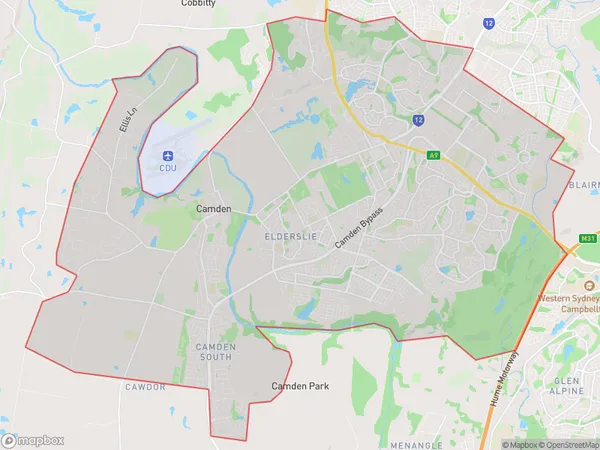 Camden, New South Wales Polygon Area Map