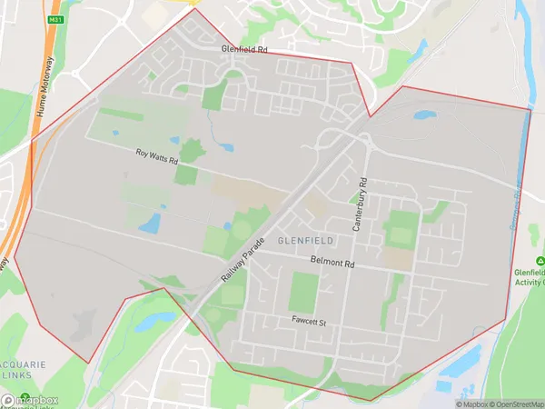 Glenfield, New South Wales Polygon Area Map