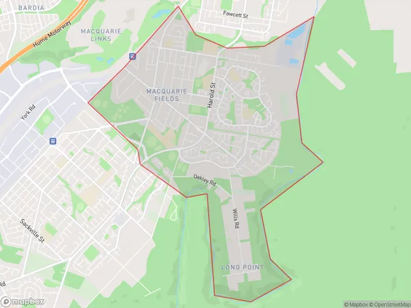 Macquarie Fields, New South Wales Polygon Area Map