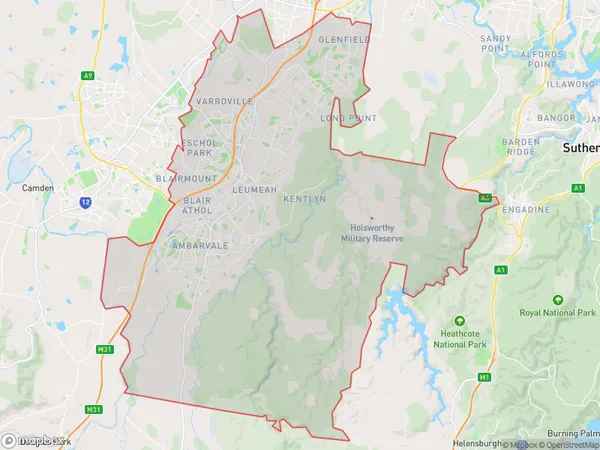 Campbelltown (NSW), New South Wales Polygon Area Map