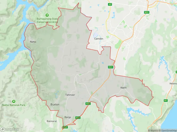 Wollondilly, New South Wales Polygon Area Map