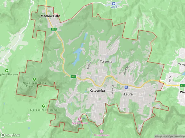 Katoomba Leura, New South Wales Polygon Area Map