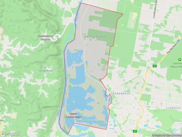 Postal Code 2747 Regions Map for Castlereagh - Cranebrook