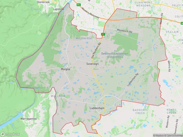 ZipCode 2748 Areas Map for Mulgoa - Luddenham - Orchard Hills