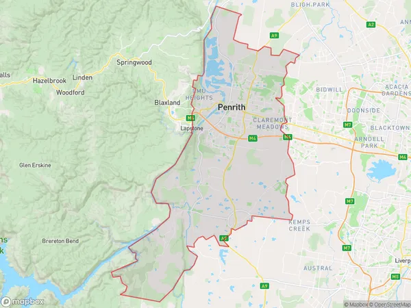 Penrith, New South Wales Polygon Area Map