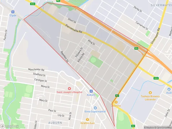 Auburn North, New South Wales Polygon Area Map