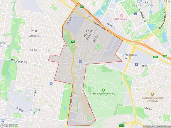 Lidcombe, New South Wales Polygon Area Map