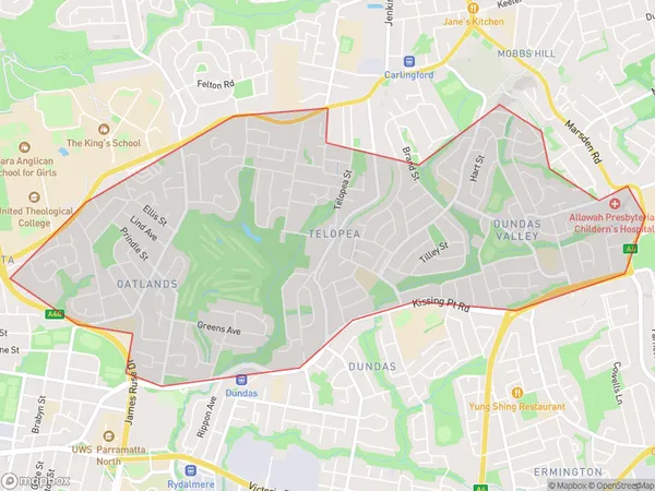 Oatlands Dundas Valley, New South Wales Polygon Area Map