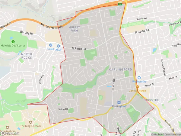 Carlingford West, New South Wales Polygon Area Map