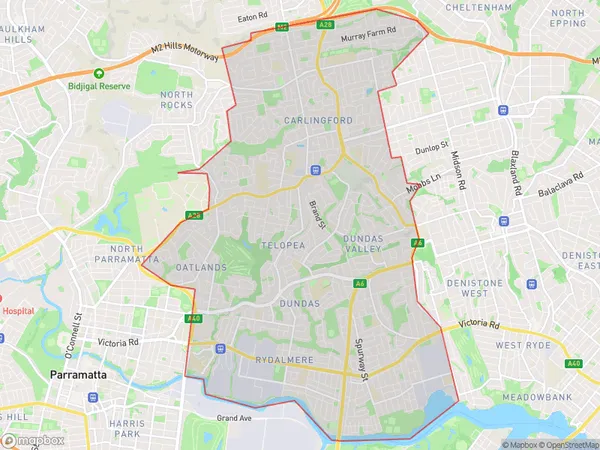 Carlingford, New South Wales Polygon Area Map