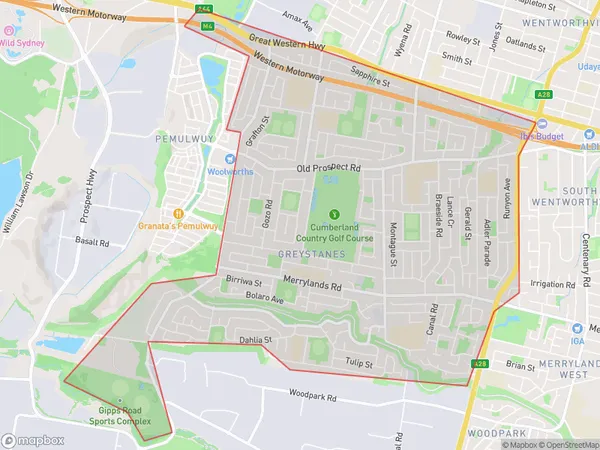 Greystanes Pemulwuy, New South Wales Polygon Area Map