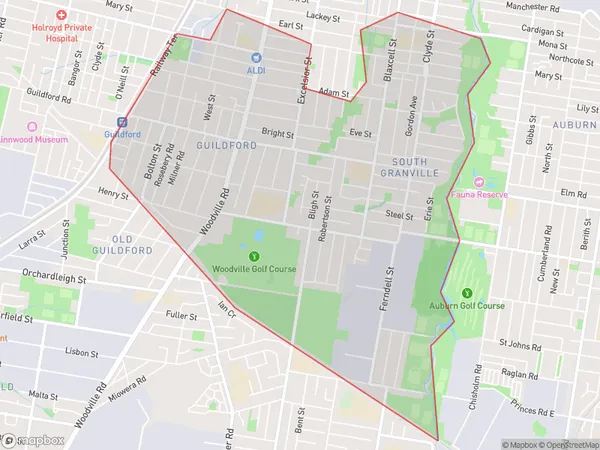 ZipCode 2142 Areas Map for Guildford - South Granville