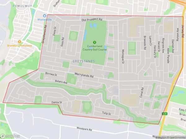 Greystanes South, New South Wales Polygon Area Map