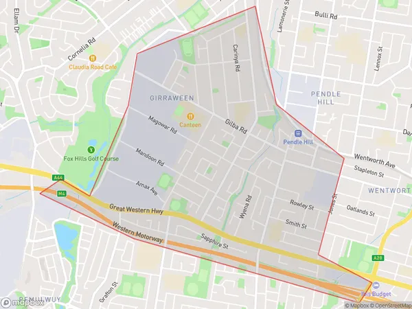 Pendle Hill Girraween, New South Wales Polygon Area Map