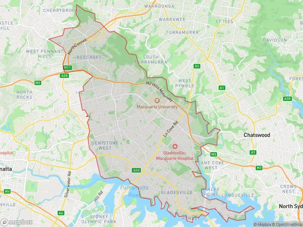 Sydney Ryde, New South Wales Polygon Area Map