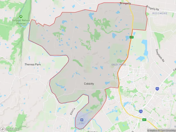 Cobbitty Bringelly, New South Wales Polygon Area Map