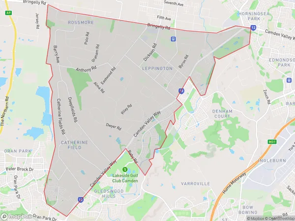 Leppington Catherine Field, New South Wales Polygon Area Map