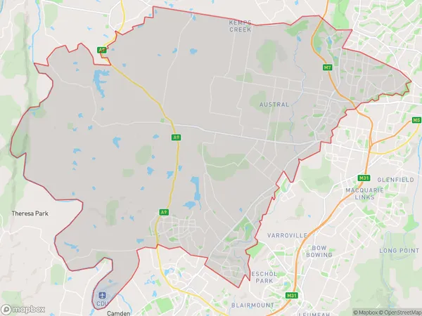 Bringelly Green Valley, New South Wales Polygon Area Map