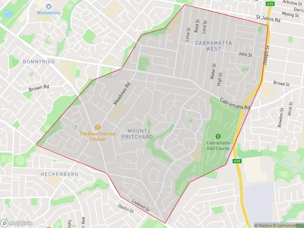 Cabramatta West Mount Pritchard, New South Wales Polygon Area Map